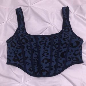 Shein Blue Cheeta Print Corset Style Top